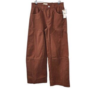 Anthropologie Pilcro Puddle Curve Wide-Leg Pants, Brown, Cotton, Western, Sz 26